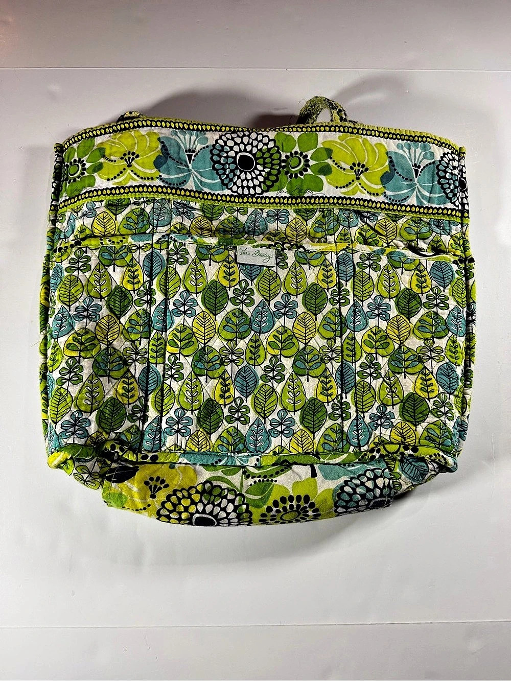 Vera Bradley Original Vera Tote Floral Green & Blue